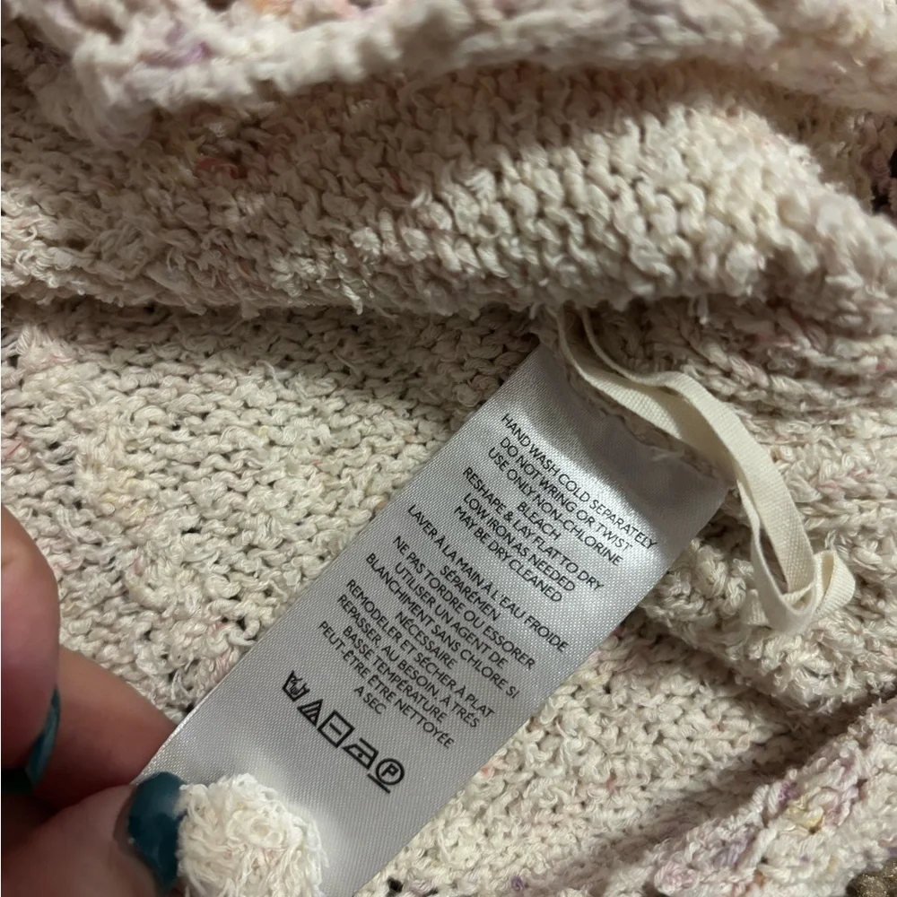 Anthropologie V-Neck Pointelle Sweater Tank ivory Size Small - Picture 4 of 6